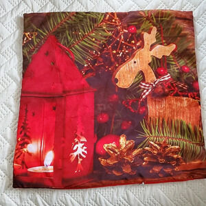 Chritsmas Light Up Throw Pillow Cover 15.5 x 15.5 in